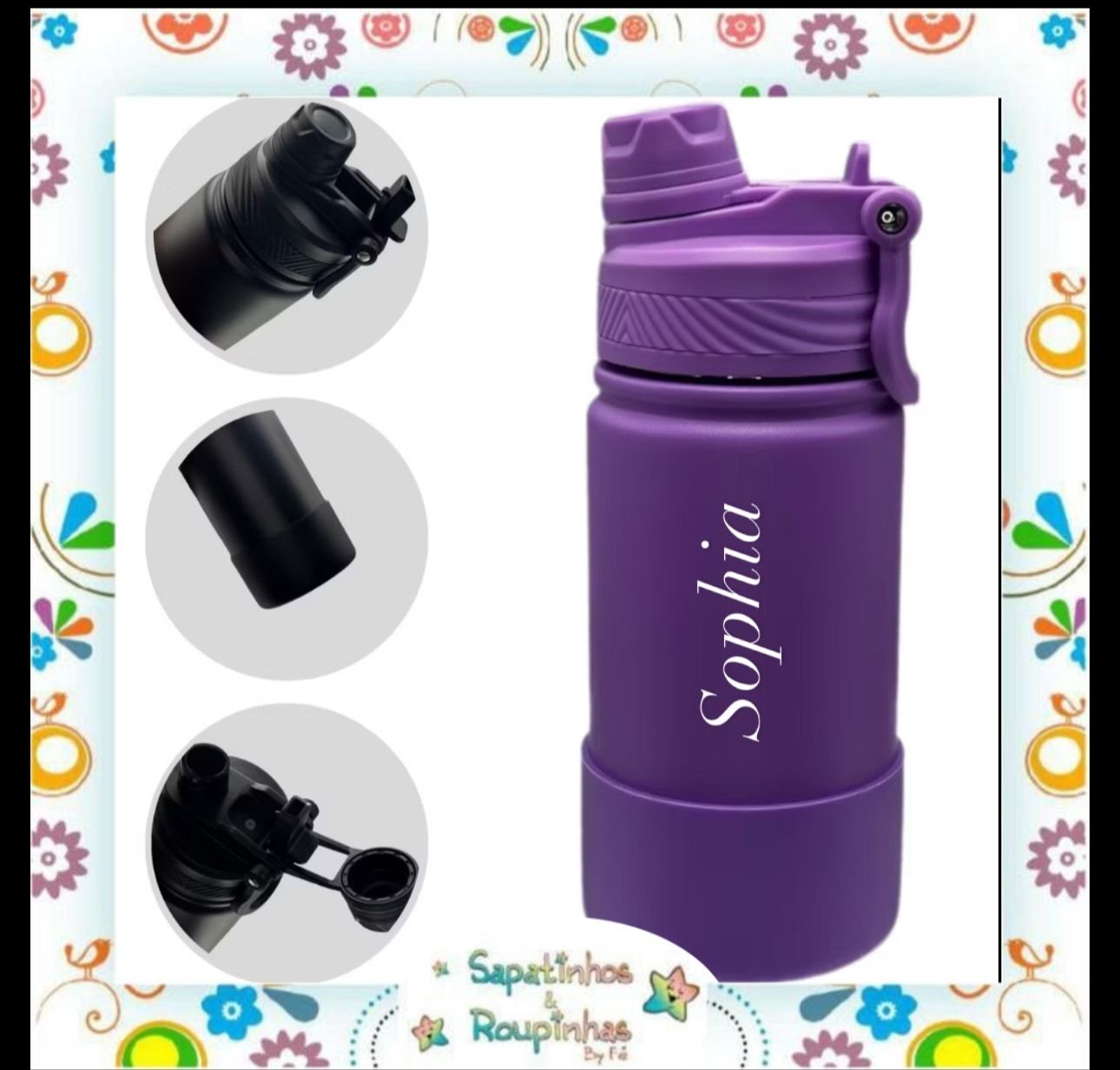 S&R - Garrafa Térmica 350ml sem Canudo com base de silicone personalizada - Imagem 10