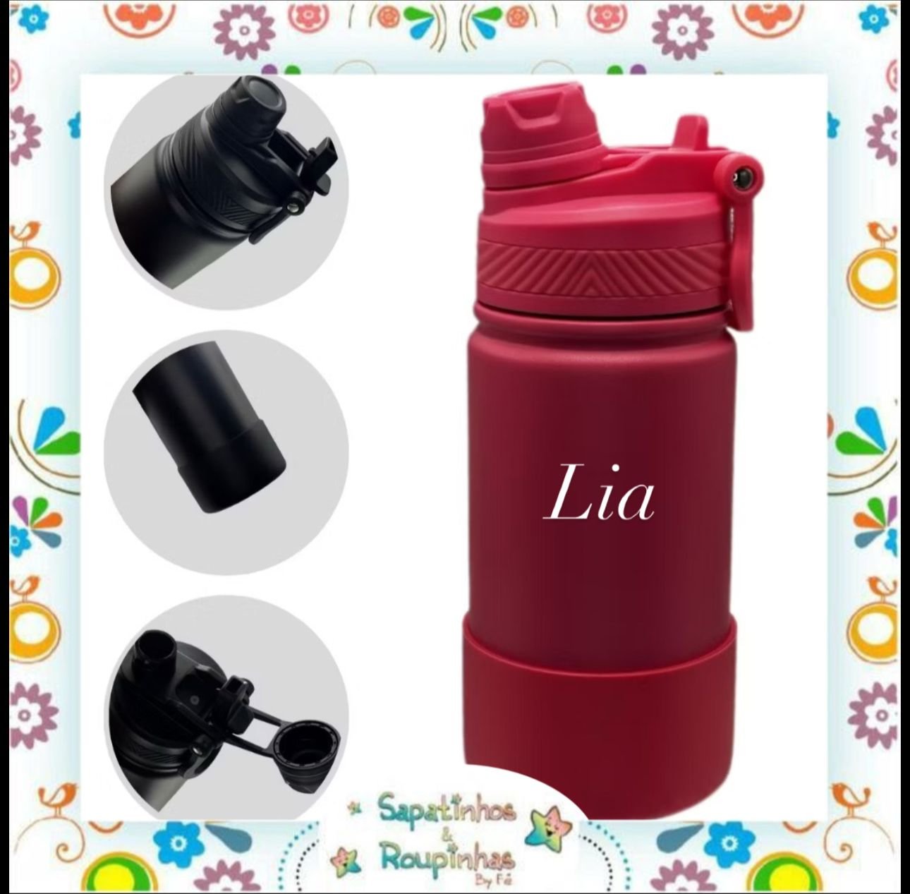 S&R - Garrafa Térmica 350ml sem Canudo com base de silicone personalizada - Imagem 11
