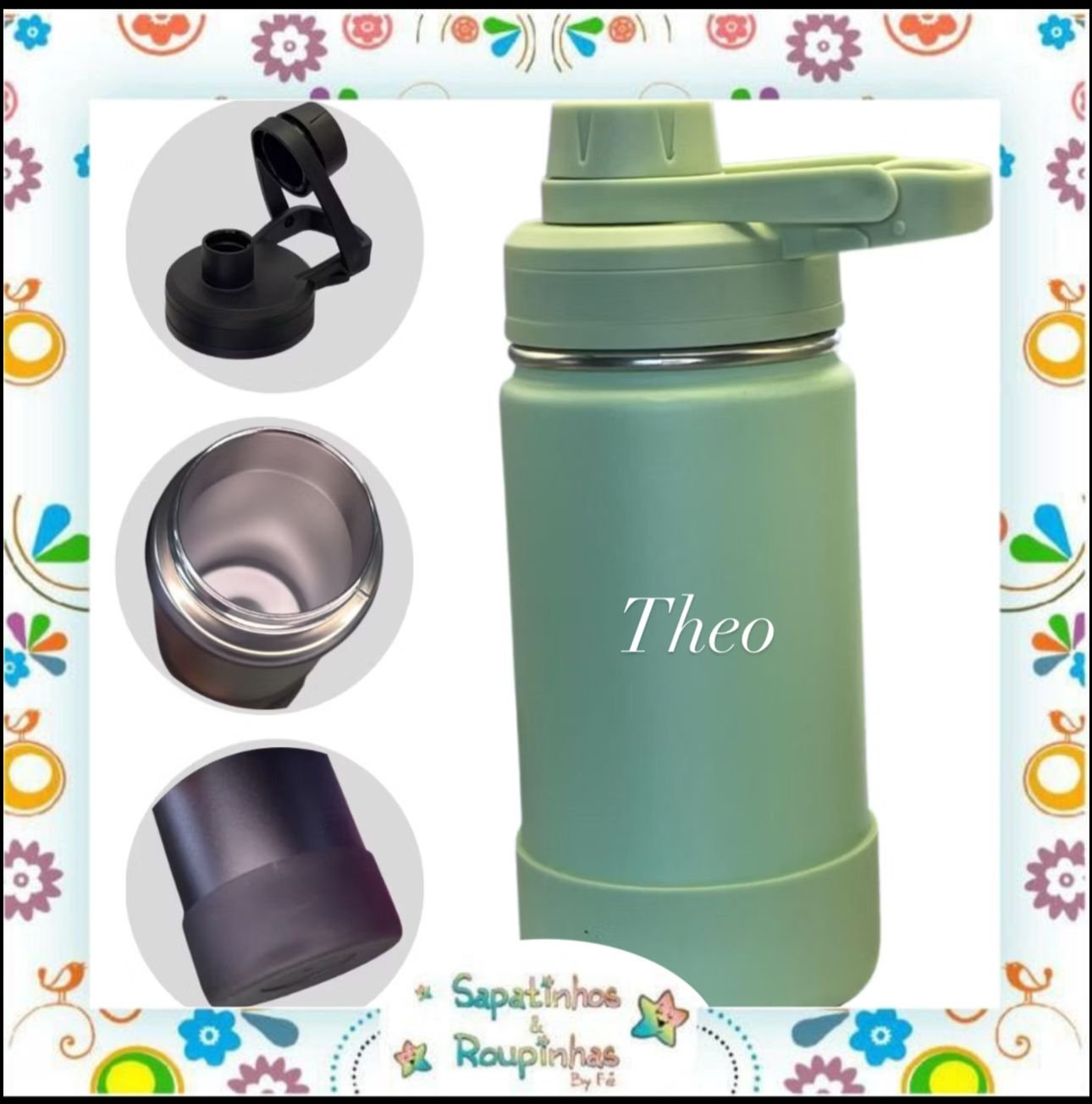 S&R - Garrafa Térmica 350ml sem Canudo com base de silicone personalizada - Imagem 6