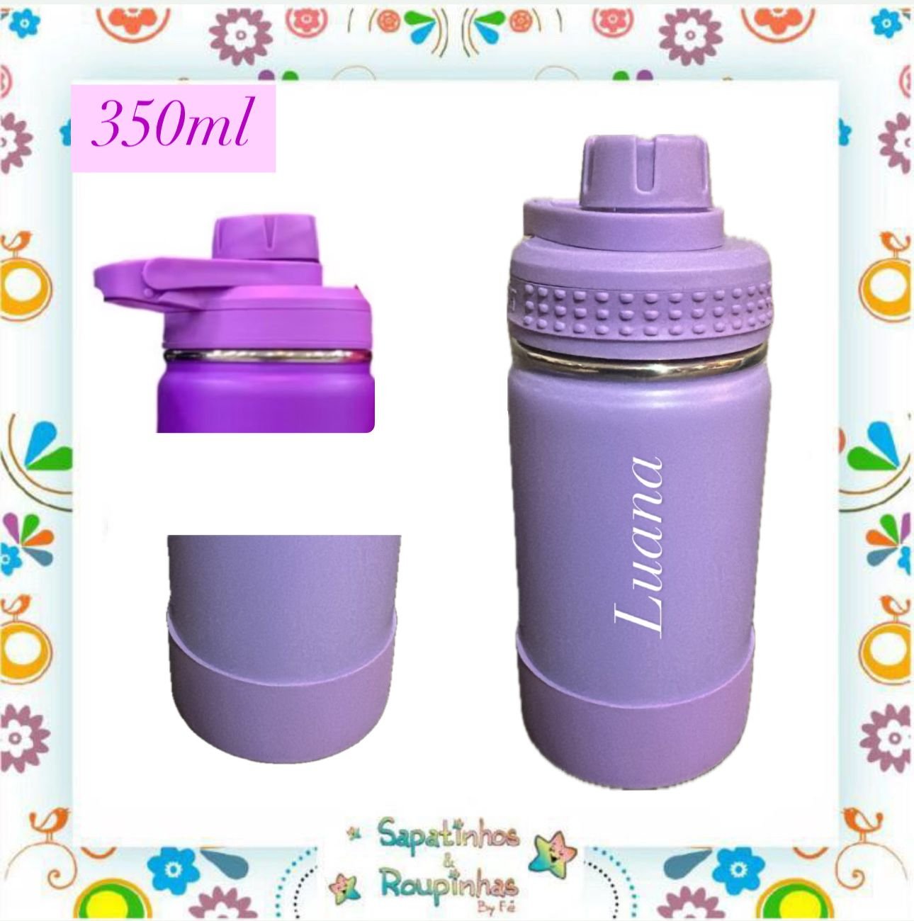 S&R - Garrafa Térmica 350ml sem Canudo com base de silicone personalizada - Imagem 5