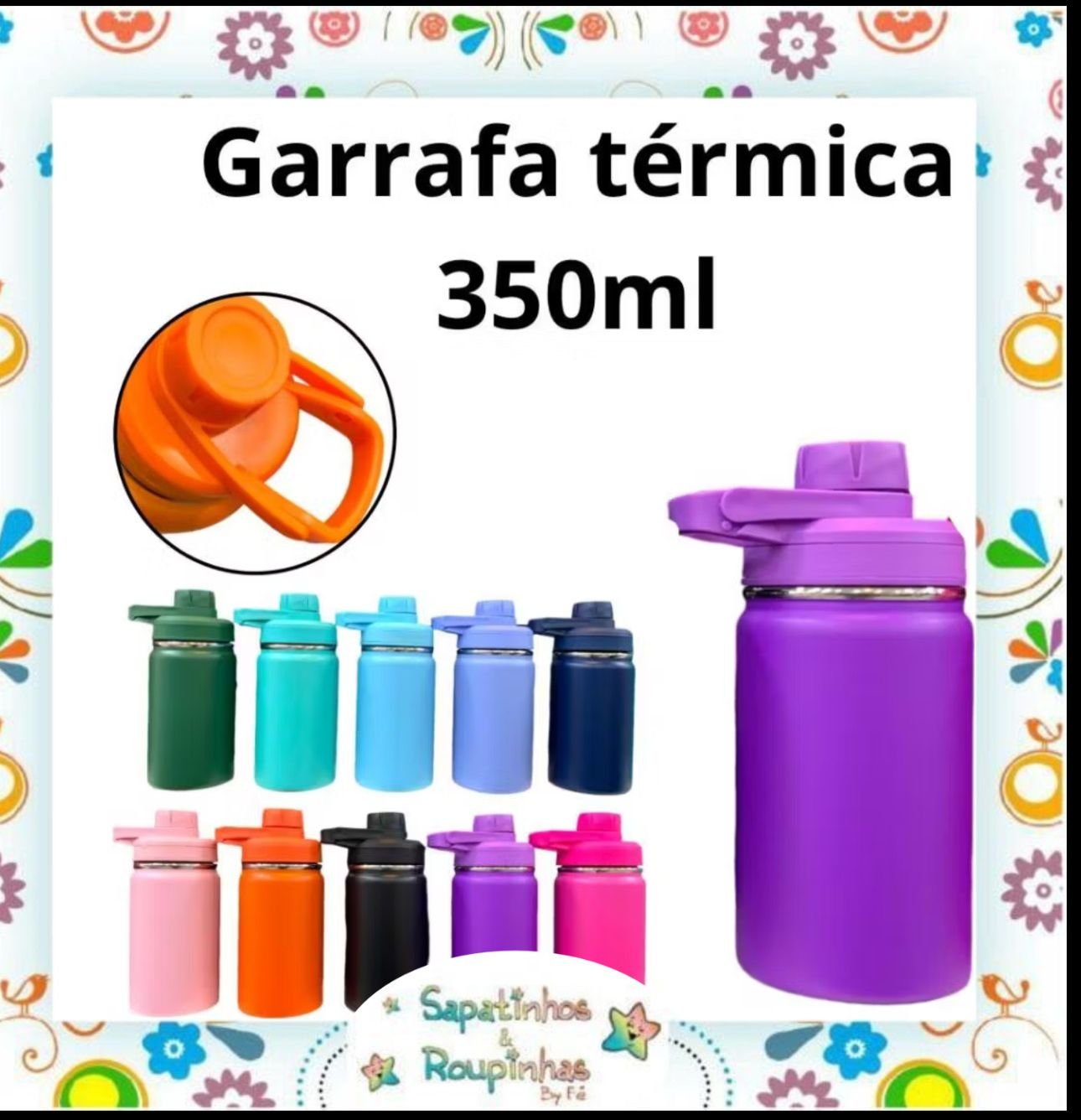 S&R - Garrafa Térmica 350ml sem Canudo com base de silicone personalizada - Imagem 4