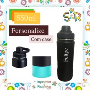 S&R - Garrafa Térmica 550ml sem Canudo com base de silicone personalizada - Imagem 6