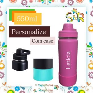 S&R - Garrafa Térmica 550ml sem Canudo com base de silicone personalizada - Imagem 5