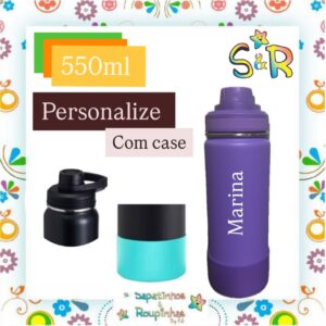 S&R - Garrafa Térmica 550ml sem Canudo com base de silicone personalizada - Imagem 7