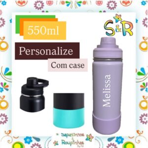 S&R - Garrafa Térmica 550ml sem Canudo com base de silicone personalizada - Imagem 10
