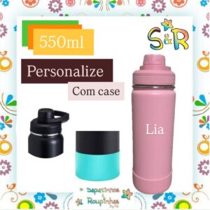 S&R - Garrafa Térmica 550ml sem Canudo com base de silicone personalizada - Imagem 9