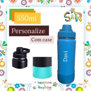 S&R - Garrafa Térmica 550ml sem Canudo com base de silicone personalizada - Imagem 11