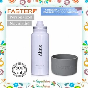 Faster – Kit Garrafa Térmica 900ml, Capa Silicone com gravação a laser