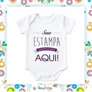 Body Bebê Tradicional Poliéster Unissex Personalizado em DTF - Imagem 5