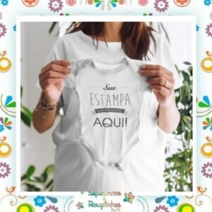 Body Bebê Tradicional Poliéster Unissex Personalizado em DTF - Imagem 3