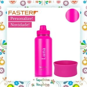 Faster – Kit Garrafa Térmica 900ml, Capa Silicone com gravação a laser