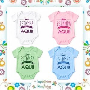 Body Bebê Tradicional Poliéster Unissex Personalizado em DTF
