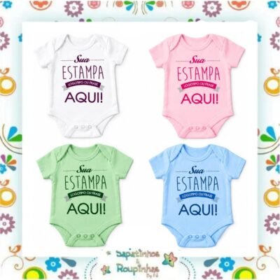 Body Bebê Tradicional Poliéster Unissex Personalizado em DTF