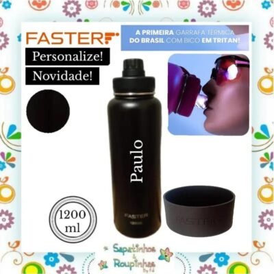 Faster – Kit Garrafa Térmica 1200ml Capa G com gravação a laser